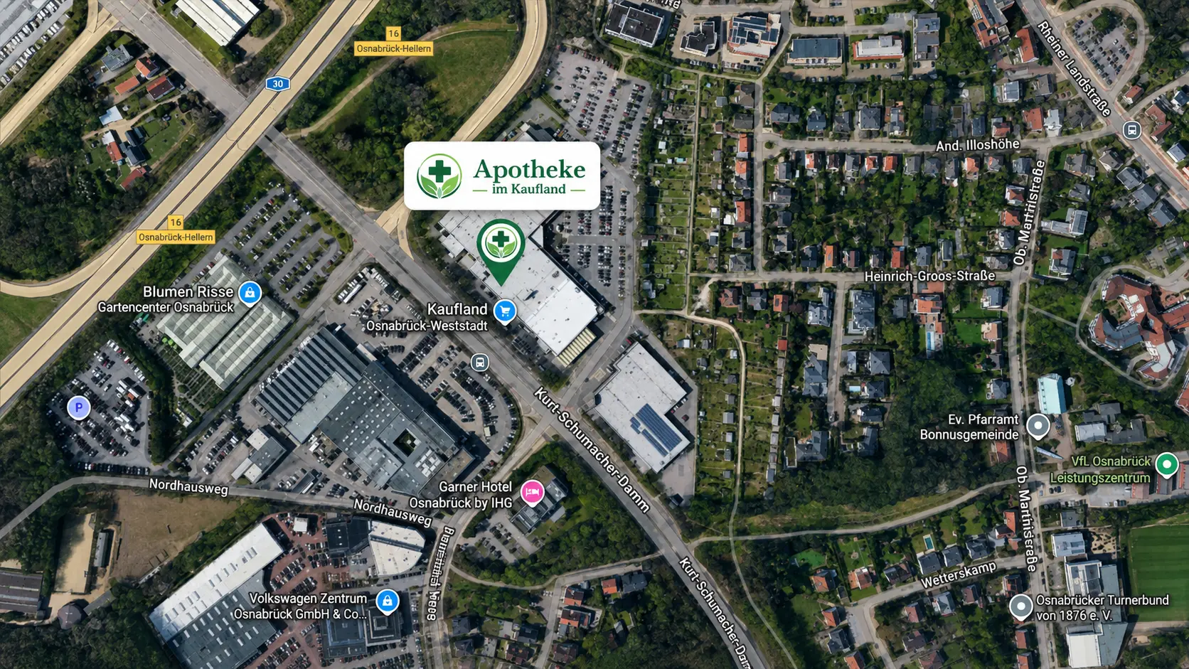 Anfahrt Karte Apotheke im Kaufland Osnabrück Kurt-Schumacher-Damm