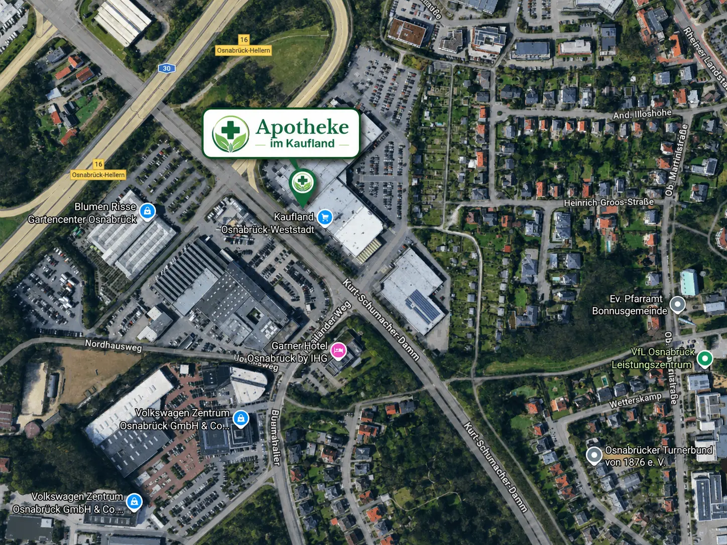 Karte Apotheke im Kaufland Osnabrück Kurt-Schumacher-Damm 52-54